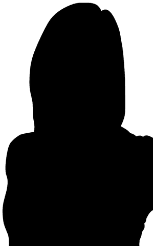 Silhouette of woman with flowing hair on transparent background