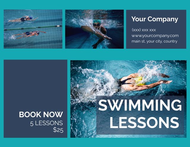 Swimming Lessons Promotion Template for Swim Schools and Aquatic Events - Download Free Stock Templates Pikwizard.com