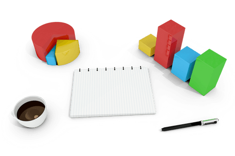 3d charts with notebook and coffee on transparent background - Download Free Stock Videos Pikwizard.com