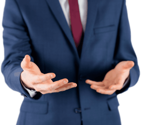 Transparent businessman hand gestures expressing concepts