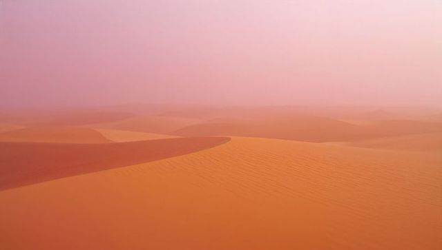 Majestic Soft Dunes Shadowed by Pastel Pink Horizon in Desert