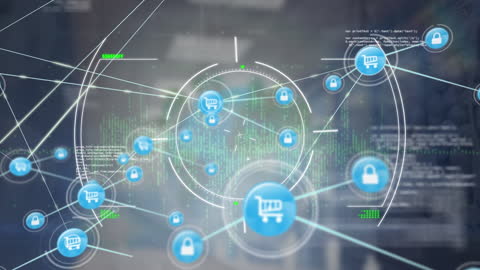 Dynamic Digital Network with Secure E-commerce Icons Overlay