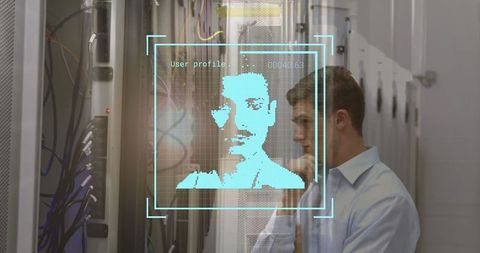 holographic user profile in data center with technology specialist - Download Free Stock Images Pikwizard.com