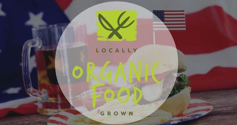 Organic Homegrown Meal with American Flag Background