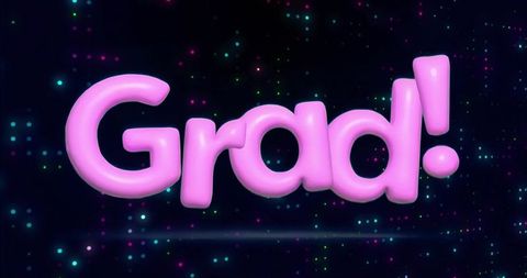 Neon pink grad! 3d lettering celebrating graduation with futuristic digital lights