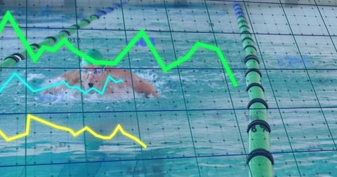Swimmer Training Progress with Data Visualization Overlay