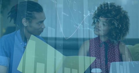 Collaborative financial analysis in modern office setting