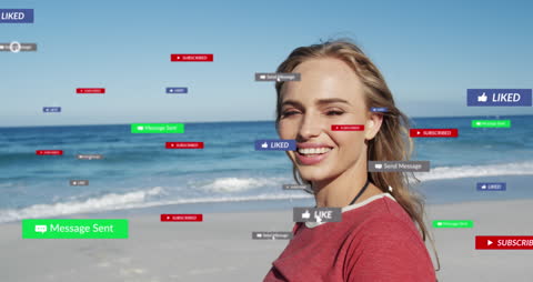 Social Media Interaction Overlays on Beach