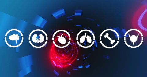 Futuristic Technology with Human Organ Icons