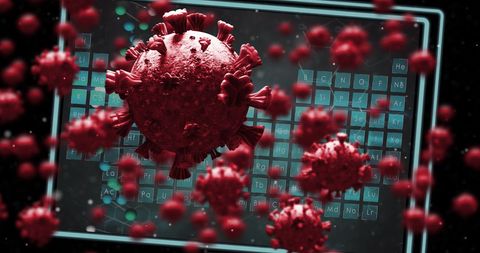 Digital Virus Cells Spreading Over Periodic Elements - Download Free Stock Images Pikwizard.com