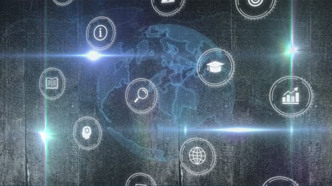 Global Connectivity with Digital Media Icons Overlay