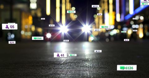 social media interaction over urban nightscape - Download Free Stock Images Pikwizard.com