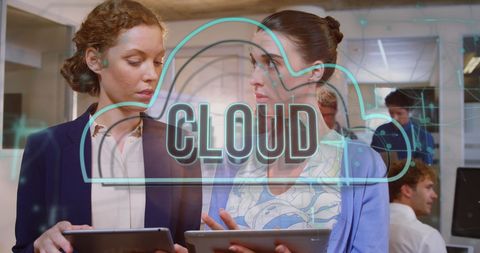 Digital Cloud Concept in Modern Office with Diverse Professionals