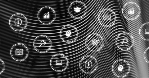 Abstract Digital Network with Glowing Technology Icons - Download Free Stock Images Pikwizard.com