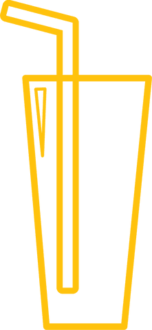 Yellow transparent outline of glass with straw silhouette