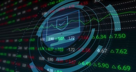 Futuristic Stock Market Interface with Security Shield - Download Free Stock Images Pikwizard.com