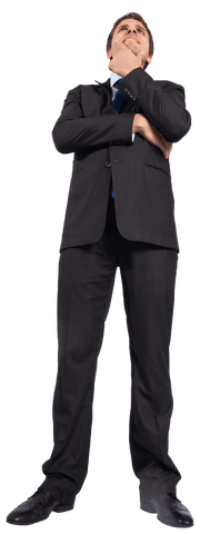 Confident Businessman Looking Up Isolated Transparent