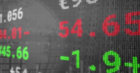 Digital Display of Stock Market Numbers with Globe Interface - Download Free Stock Images Pikwizard.com