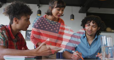 Diverse team collaboration with autism awareness concept