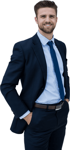 Confident Young Businessman in Formal Suit with Transparent Background