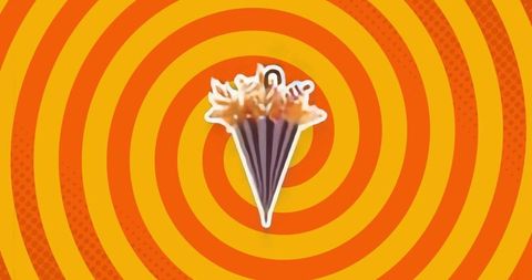 Dynamic abstract umbrella design with vibrant concentric circles