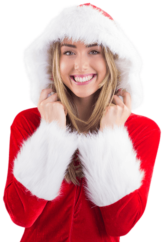 smiling santa girl in red velvet outfit with white fur trim transparent - Download Free Stock Videos Pikwizard.com