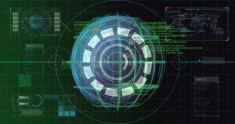 Futuristic Holographic Orb UI with Digital Data Elements