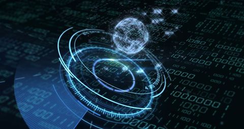 Abstract Digital Globe with Binary Code and Data Rings - Download Free Stock Images Pikwizard.com