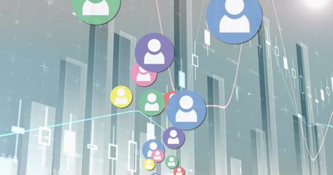 colorful profile icons on graphs virtual data visualization - Download Free Stock Images Pikwizard.com