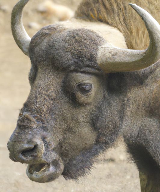 Close-Up of Himalayan Gaur with Prominent Horns - Download Free Stock Images Pikwizard.com