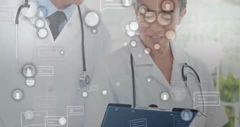 Medical Professionals Analyzing Data with Interactive Technology