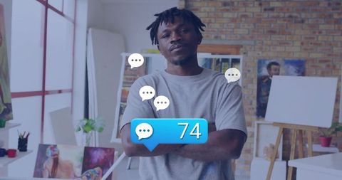 Contemporary Urban Artist in Modern Creative Studio