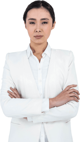 Confident Businesswoman with Arms Crossed Transparent Background