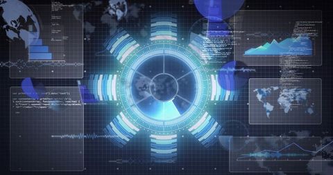 Digital Data Processing Concept with Global Network - Download Free Stock Images Pikwizard.com