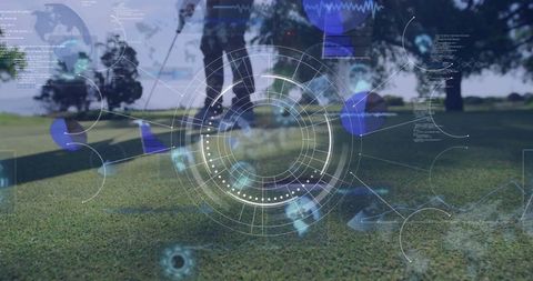 Golfing wearable technology: athlete perfecting swing