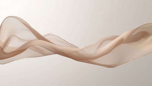 Translucent Beige Chiffon Scarf Flowing Ribbon Minimalist Floating Fabric Backdrop