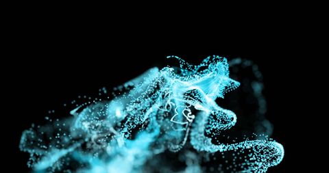 Dynamic blue wave of glowing dots illustration