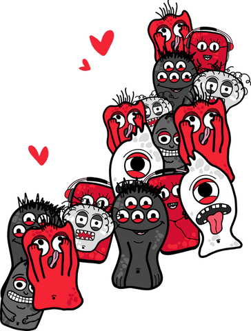 whimsical cartoon monsters sticking together transparent art - Download Free Stock Videos Pikwizard.com