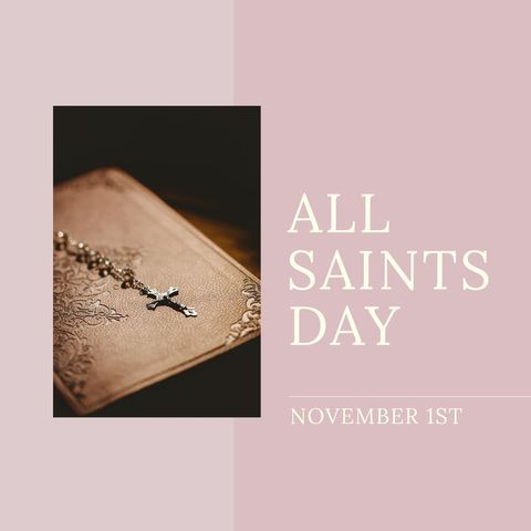 All saints day abstract composition with rosary