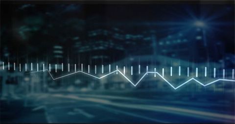 Abstract Night Urban Cityscape with Data Graph Overlay