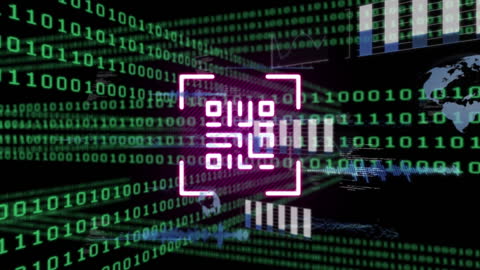Futuristic QR Code with Binary Data Overlay
