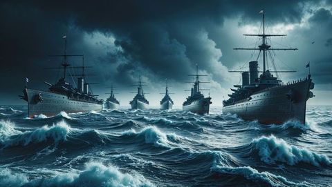 First world war regal naval armada navigating stormy seas