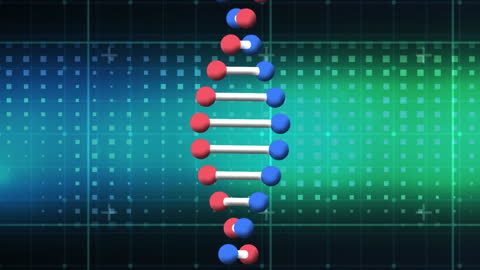 3D Animation of DNA Strand on Digital Background