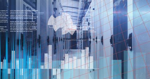 Data Analytics Overlay on Modern Server Room - Download Free Stock Images Pikwizard.com