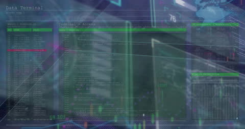 Futuristic Data and Code Processing Screen Animation