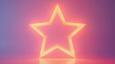 Neon Pulse Star with Reflective Surface and Glow