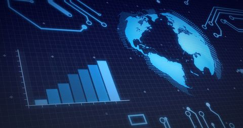 Digital Interface with Global Data Processing Visualization - Download Free Stock Images Pikwizard.com