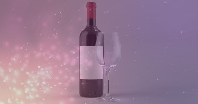 Elegant Red Wine Bottle and Glass with Sparkling Lights - Download Free Stock Images Pikwizard.com