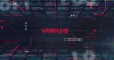 Digital Cybersecurity Threat Interface with Virus Alert