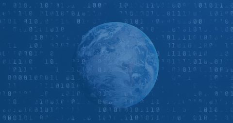 Digital Globe Surrounded by Binary Code on Blue Background - Download Free Stock Images Pikwizard.com